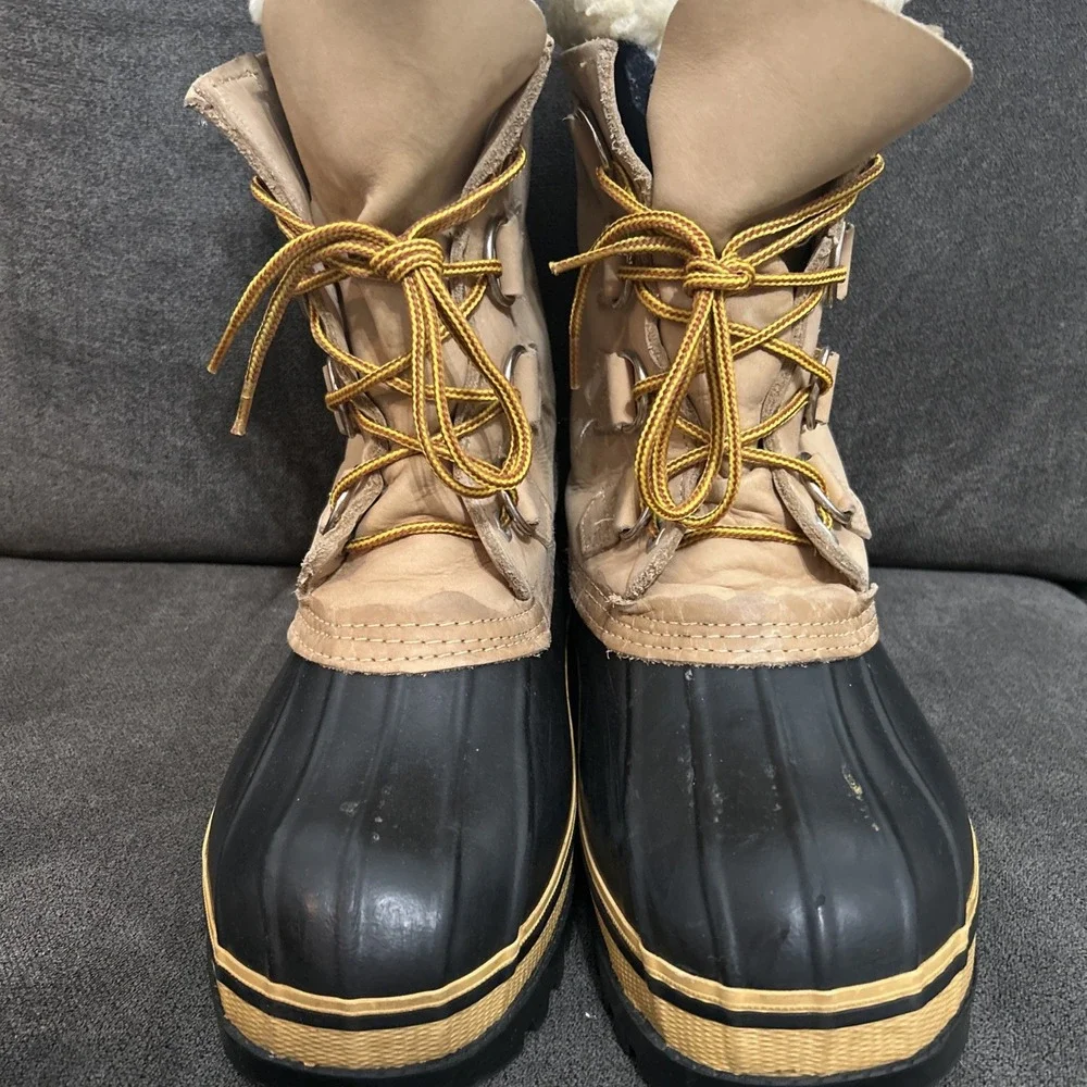 REI Duck Boots Mens 8 Tan Black Packer Winter Snow Insulated Sherpa Lined Boots